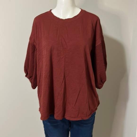 Anthropologie Velvet by Graham and Spencer Margot Knit Top Puff Sleeve Shirt 1X - Picture 3 of 13